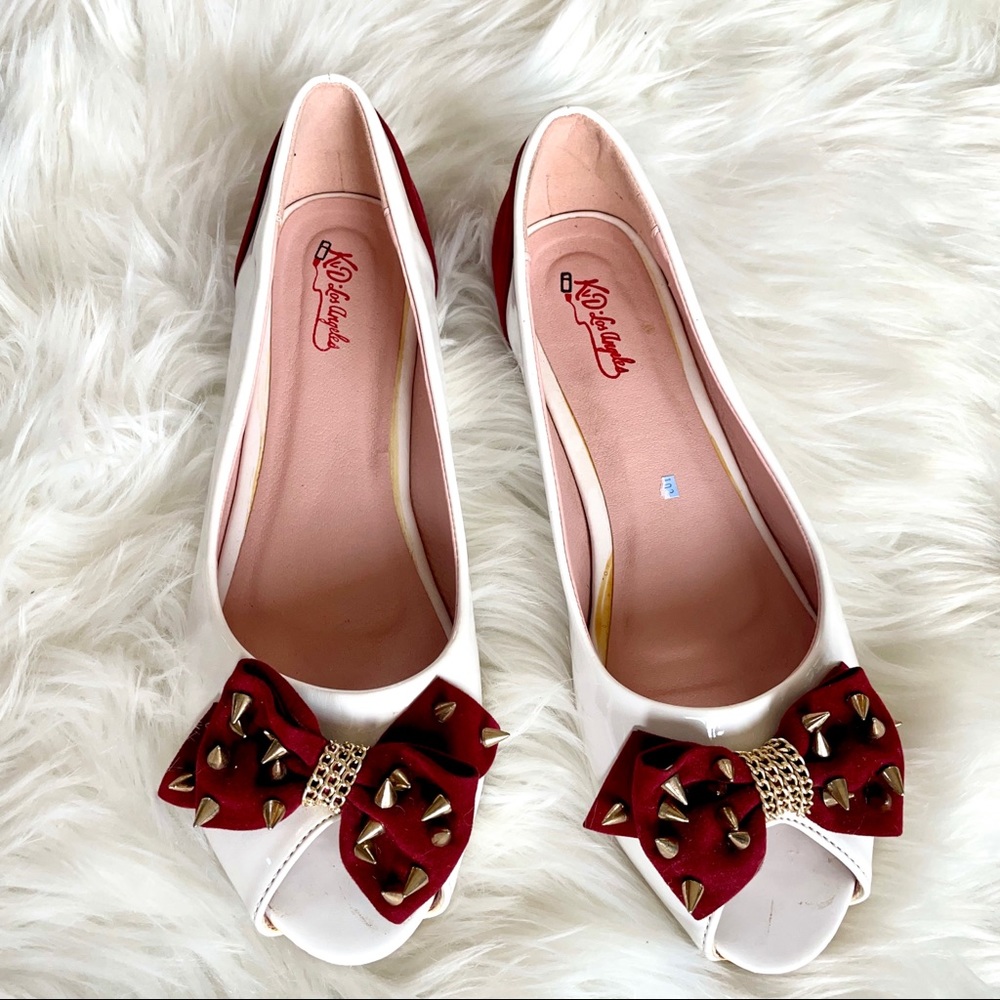 Kat Von D Peep Toe Bow Flats Sz 40